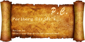 Perlberg Cirjék névjegykártya